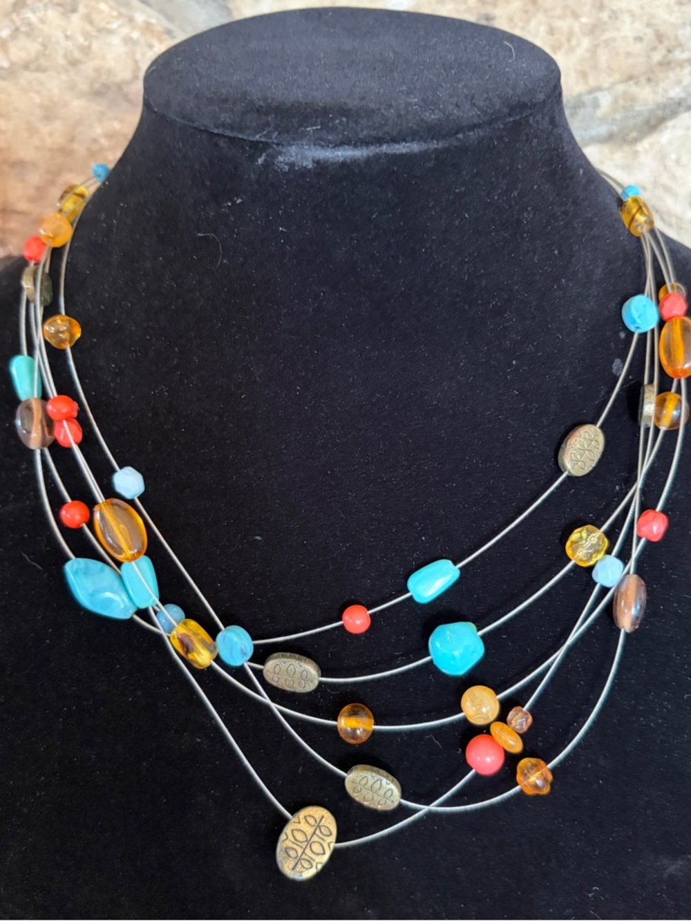 Multi-Strand ‘Love Bead’ Beaded Necklace 20 Inches - Picture 2 of 5